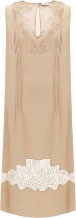 Ferragamo Mini-jurk met kanten vlakken - Beige
