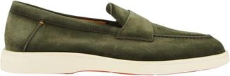 Santoni Penny Suede Loafers - Heren - Loafers - Groen - 39 EU - Leer - Schoenen