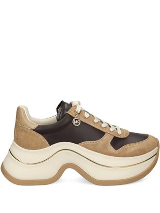 Michael Michael Kors leather suede platform sneakers - 293 HUSK MULTI