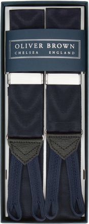 Oliver Brown Moire Silk Braces - Navy