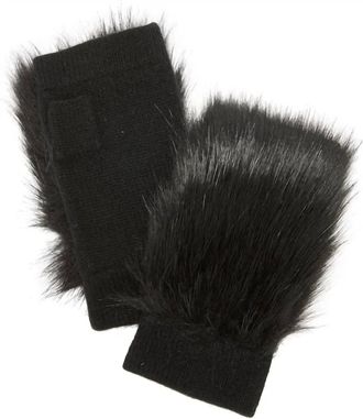 Carolina Amato Womens Leo Fingerless Faux Fur Gloves In Black
