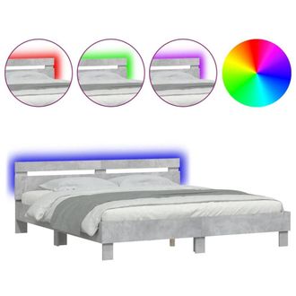 Berkfield Home Bed Frame with LED without Mattress Concrete Grey 160x200 cm