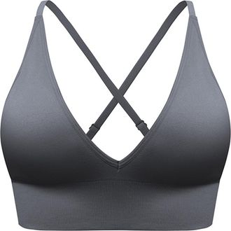 Generic Bras Women Sports Underwear Lingerie Nightwear Womens V Neck Long Line Sports Bra Strap Padded Cup Adjustable Thin Strap Fitness Yoga Short Top Underw