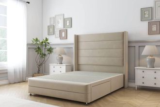 Sloomy Sterling Coniston Divan Base No Drawers - 54 Wing Headboard-Footboard in Cream | Size: Small Single