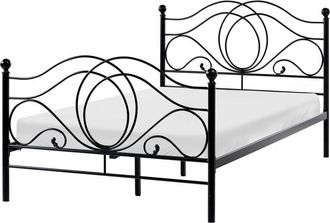 Beliani Cama Moderna Contempor&aacute;nea Estructura De Metal 120 X 200 Cm Negro Dormitorio Lyra