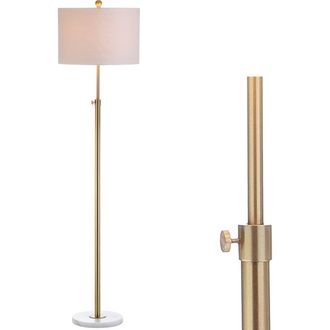 Jonathan Y Designs June 65 Adjustable Metal/Marble LED Floor Lamp in Brass Gold/white at Nordstrom