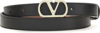 Valentino Garavani Womens Belt Vlogo Signature Black-Deep Caramel Calf Leather Black/deep