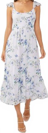Lovestitch Floral Textured Open Back Tie Maxi Dress In Purple/blue