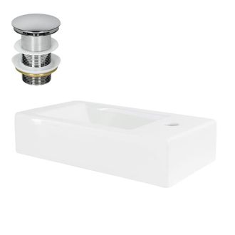 ML Design Lavabo blanco cer&aacute;mica rectangular sobre encimera 460x260mm