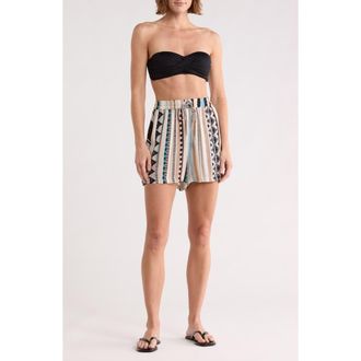Elan Drawstring Cover-Up Shorts in Neutral Aztec at Nordstrom Rack, Size Large