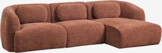 Sklum Sof&aacute; Modular Chaise Longue Derecho De 3 Piezas En Chenilla Coquette Sklum