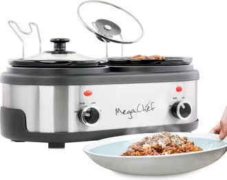 MegaChef Dual 1.5 Quart Crock Buffet Slow Cooker
