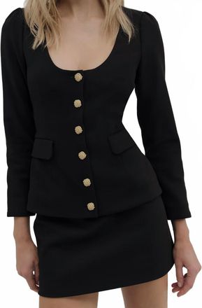 For Love & Lemons Josie Scoop Neck Blazer In Black