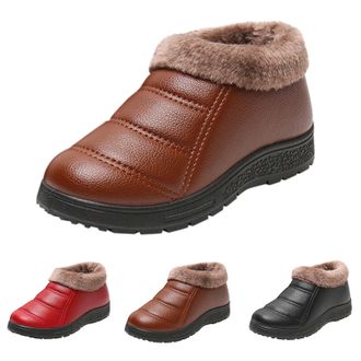 Generic Women Winter Snow Boots Comfortable Warm Fur Lined Slip On Ankle Boots Ladies Lightweight Waterproof Shoes Outdoor Thick Thermal Casual Walking Bootie