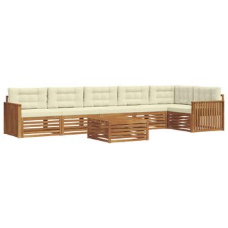 vidaXL Conjunto De Sof&aacute;s De Exterior Con Coj&iacute;n 7 Pcs Natural Y Crema Vidaxl
