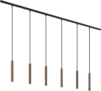 QAZQA Qazqa - Moderno Sistema De Iluminaci&oacute;n De Riel Moderno Con 6 Luces Colgantes De Bronce Monof&aacute;sico - Slimline Keno Aluminio /met&aacute;lica Adecuado Para Led