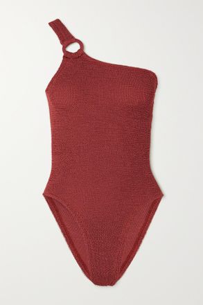 Hunza G + Rose Inc Costume Da Bagno Monospalla In Seersucker Yasmeen - Rosso