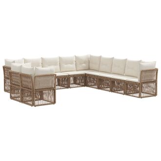 vidaXL Conjunto De Sof&aacute;s De Jard&iacute;n 11 Pcs Beige Rat&aacute;n Sint&eacute;tico Vidaxl