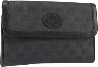 Gucci Pre-owned Clutches, female, Black, Size: ONE SIZE Pre-owned Canvas Clutch