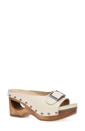 Dansko Adeline Platform Wedge Slide Sandal in Bone Calf at Nordstrom, Size 5.5-6Us