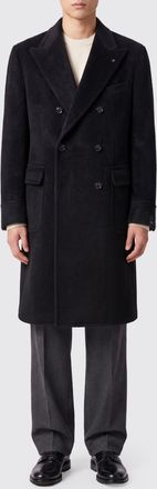Tagliatore Double-Breasted Pure Virgin Wool Long Coat in Black