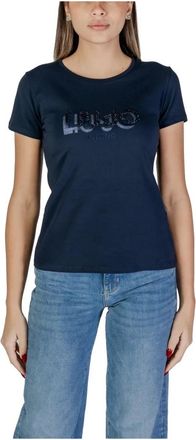 Liu Jo Korte Mouw T-shirt Lente/Zomer Collectie - Dames - T-shirts - Blauw - S - Katoen - Tops