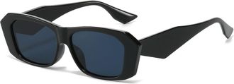 Generic Mens Small Sunglasses Outdoor Commuter Women Decorative Sun Glasses(Black)