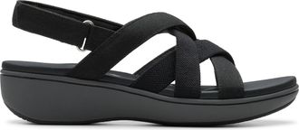 Clarks Womens Athleisure Wedge Sandal, Black Canvas, 9.5 Wide