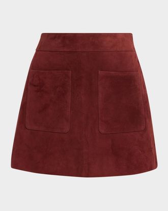 Tanya Taylor Fran Suede Mini Skirt