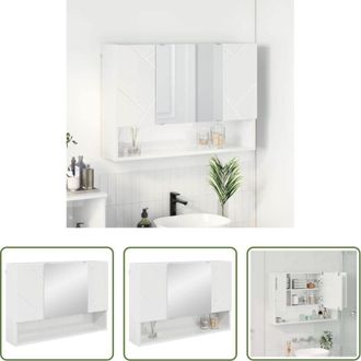 vidaXL Mobile da bagno - Mobiletto per specchio con porta Bianco Lucido 80 x 17 x 55 cm