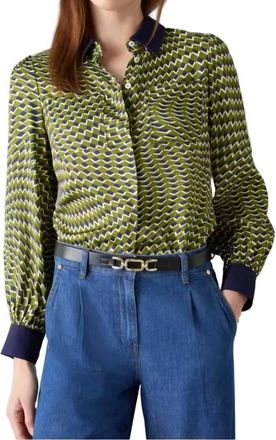 L.k. Bennett Henri Graphic Blouse In Green/navy