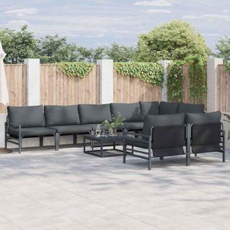 vidaXL Conjunto De Sof&aacute; De Jard&iacute;n 9 Pcs Antracita Acero Vidaxl