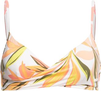 Roxy Bandeau-Bikini-Top ROXY Printed Beach Classics, Damen, Gr. XS, Cup B, weiss (hellwei&szlig; subtly salty flat), Obermaterial: 87% Nylon, 13% Elasthan;, Biki