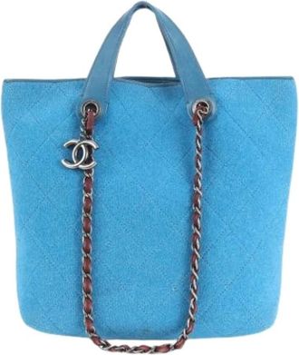 Chanel Pre-owned Tote Bags, female, Blue, Size: ONE SIZE Pre-owned Vintage Tote Bag