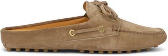Tod's Womens Loafers Suede Beige Light Chalk Calfskin