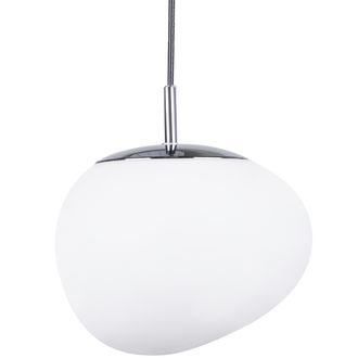 Beliani L&aacute;mpara De Techo Colgante De Cristal Blanco Pantalla Irregular Moderna Adici&oacute;n Escandinava Al Dormitorio Y Sala De Estar Liffel