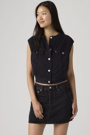 Levi's Chaleco Trucker sin cuello Shrunken 90s Lightweight - Mujer - XS - Negro / None Your Business