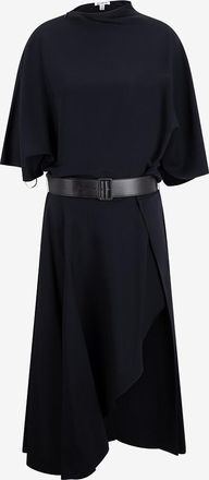 Alaia Drapiertes asymmetrisches Cr&ecirc;pe-Kleid mit Nappelederg&uuml;rtel