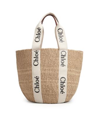 Chlo&eacute; WOODY LARGE BASKET BAG IN NATURAL FIBERS - Chloe - Woman