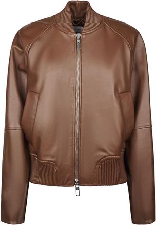 Sportmax Spxamour Bomber - Dames - Bomber jackets - Bruin - S - Leer - Jassen