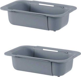 OEM Cesta Escurridora Telesc&oacute;pica De 2 Piezas, Cesta Escurridora Para Fregadero, Extensible, Escurrir Pasta, Escurridor De Cubiertos, Gris