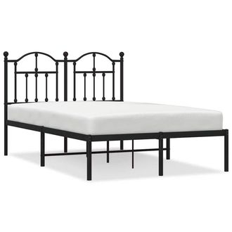 Berkfield Home Metal Bed Frame with Headboard Black 120x190 cm Small Double
