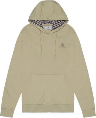 Aquascutum Hooded Zip Sweatshirt met Club Check - Heren - Hoodies - Beige - XL - Katoen - Hoodies & sweatvesten