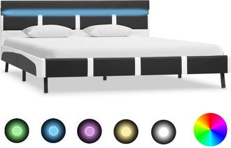 vidaXL Vidaxl - Estructura De Cama Con Led Sin Colch&oacute;n Cuero Gris 140x200 Cm