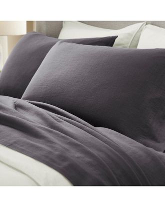 Superior Chloe 100% Cotton Linen Texture Vintage Wash Solid Percale Pillowcase Set