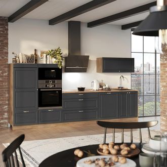 Vicco Cucina Componibile Fame-line, Oro-antracite Rustico/rovere Dorato, 340 Cm, Pl Marmo, Vicco