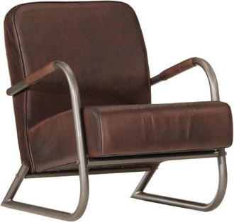 vidaXL vidaXL Poltrona Marrone in Vera Pelle
