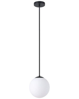 Eglo Eglo Rondo 1 Light Pendant With Black Finish & White Glass Shade