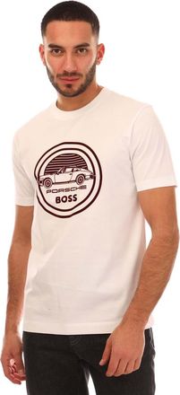 HUGO BOSS Heren-T-shirt Boss Porsche x Mercerised Katoen in Wit