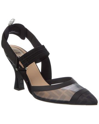 Fendi Colibri FF Mesh & Leather Slingback Pump
